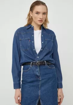 Levi's camasa jeans femei, cu guler clasic, regular imagine