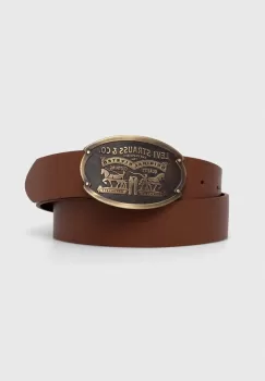 Levi's curea de piele culoarea maro imagine