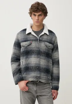 Levi's geaca din amestec de lana culoarea gri, de tranzitie, oversize, A6027 imagine