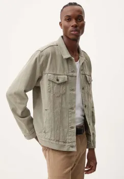 Levi's geaca jeans barbati, culoarea verde, de tranzitie imagine