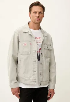 Levi's geaca jeans culoarea gri, de tranzitie, oversize, A4820 imagine