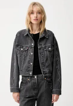 Levi's geaca jeans culoarea gri, de tranzitie, oversize, A9456 imagine