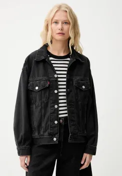 Levi's geaca jeans culoarea gri, de tranzitie, oversize imagine