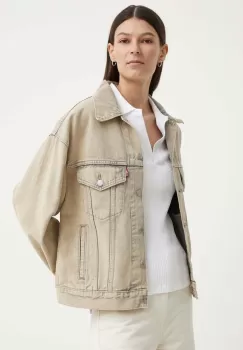 Levi's geaca jeans femei, culoarea gri, de tranzitie, oversize imagine