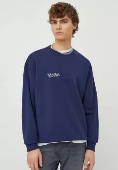 Levi's hanorac de bumbac barbati, culoarea albastru marin, cu imprimeu imagine