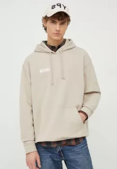 Levi's hanorac de bumbac barbati, culoarea bej, cu gluga, melanj imagine
