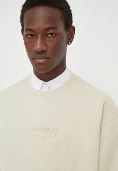 Levi's hanorac de bumbac barbati, culoarea bej, cu imprimeu imagine