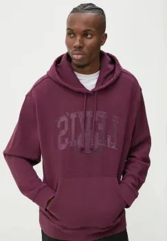 Levi's hanorac de bumbac barbati, culoarea bordo, cu gluga, melanj imagine