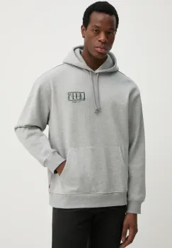 Levi's hanorac de bumbac barbati, culoarea gri, cu gluga, melanj imagine
