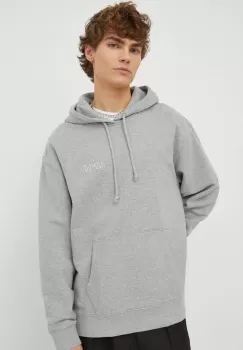 Levi's hanorac de bumbac barbati, culoarea gri, cu gluga, melanj imagine