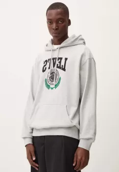 Levi's hanorac de bumbac barbati, culoarea gri, cu gluga, melanj imagine