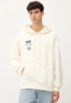 Levi's hanorac de bumbac culoarea bej, cu gluga, cu imprimeu, A2639 imagine