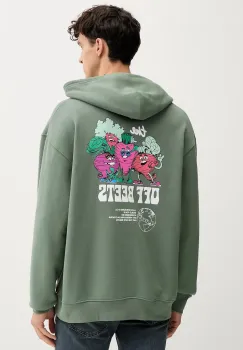 Levi's hanorac de bumbac culoarea verde, cu gluga, cu imprimeu, A2639 imagine