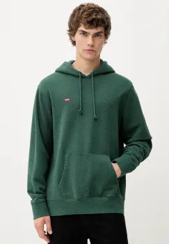 Levi's hanorac de bumbac culoarea verde, cu gluga, uni, 34581 imagine