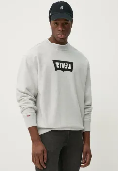 Levi's hanorac de bumbac PREMIUM GRAPHIC CREW barbati, culoarea gri, cu imprimeu, 000MS imagine