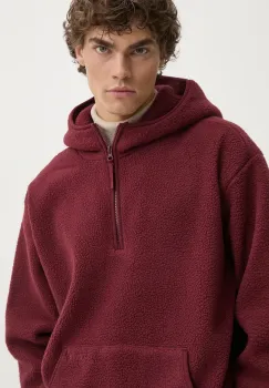 Levi's hanorac fleece culoarea rosu, cu gluga, neted, A8611 imagine