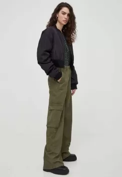 Levi's pantaloni de bumbac BAGGY CARGO culoarea verde, drept, medium waist imagine
