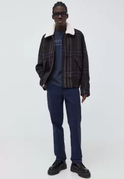 Levi's pantaloni de bumbac culoarea albastru marin, drept imagine