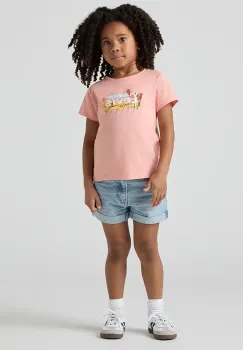 Levi's pantaloni scurti din denim pentru copii MINI MOM SHORT W EMBROIDER cu imprimeu, talie reglabila, 3EM218 imagine