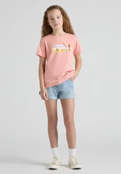 Levi's pantaloni scurti din denim pentru copii MINI MOM SHORT W EMBROIDER cu imprimeu, talie reglabila, 4EM218 imagine