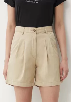 Levi's pantaloni scurti femei, culoarea bej, neted, high waist imagine