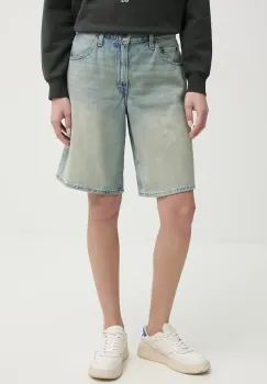 Levi's pantaloni scurti jeans BAGGY DAD femei, neted, high waist, 000MJ imagine