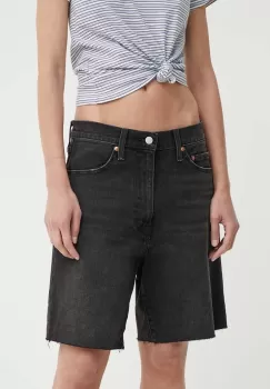 Levi's pantaloni scurti jeans BERMUDA SHORT femei, culoarea negru, neted, high waist, A8720 imagine