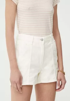 Levi's pantaloni scurti jeans CARPENTER SHORT femei, culoarea bej, neted, high waist, A8719 imagine