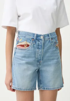 Levi's pantaloni scurti jeans femei, neted, high waist imagine
