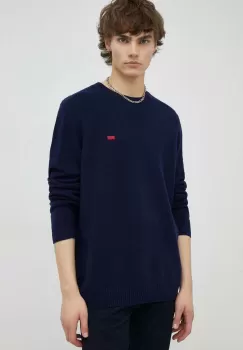 Levi's pulover de lana barbati, culoarea albastru marin imagine