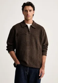 Levi's pulover pentru barbati cu amestec de lana BOULDER COLLARED HALF ZIP imagine