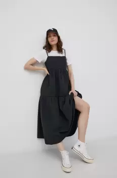 Levi's rochie culoarea negru, midi, evazati imagine