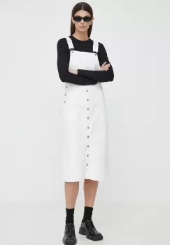 Levi's rochie jeans culoarea bej, midi, evazati imagine