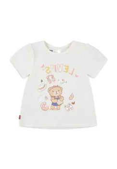 Levi's tricou bebe LIV SS SMOCKED SLV TEE culoarea bej, 1EM401 imagine