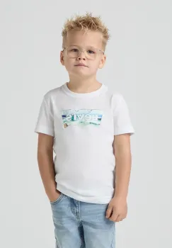 Levi's tricou copii CRASHING WAVES BATWING TEE culoarea alb, cu imprimeu, 8EM650 imagine
