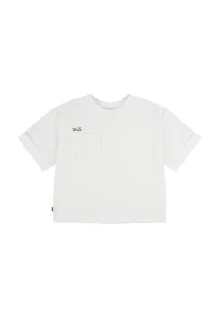 Levi's tricou copii ROLL CUFF MEET AND GREET T culoarea alb, 4EM166 imagine