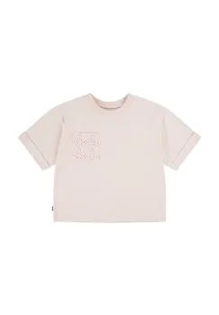 Levi's tricou copii ROLL CUFF MEET AND GREET T culoarea roz, 4EM166 imagine