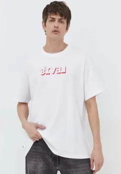 Levi's tricou din bumbac barbati, culoarea alb, cu imprimeu imagine