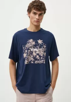 Levi's tricou din bumbac barbati, culoarea albastru marin, cu imprimeu imagine