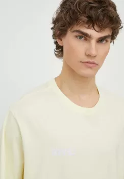 Levi's tricou din bumbac barbati, culoarea galben, cu imprimeu imagine