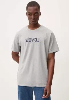 Levi's tricou din bumbac barbati, culoarea gri, cu imprimeu imagine