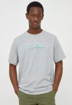 Levi's tricou din bumbac barbati, culoarea gri, cu imprimeu imagine