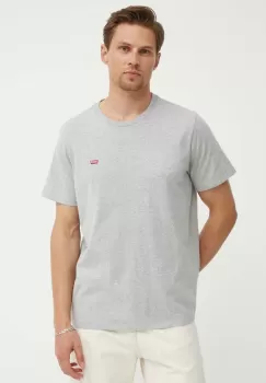 Levi's tricou din bumbac barbati, culoarea gri, neted imagine