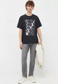 Levi's tricou din bumbac barbati, culoarea negru, cu imprimeu imagine