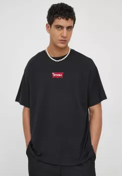 Levi's tricou din bumbac barbati, culoarea negru, cu imprimeu imagine