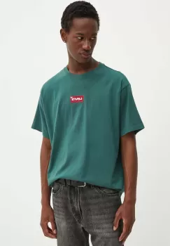 Levi's tricou din bumbac barbati, culoarea verde, cu imprimeu, 87373 imagine