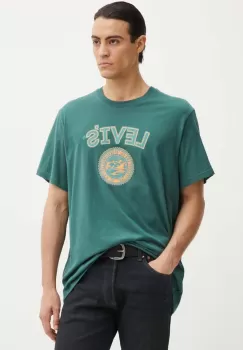 Levi's tricou din bumbac barbati, culoarea verde, cu imprimeu imagine
