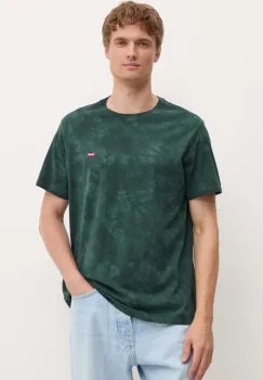 Levi's tricou din bumbac barbati, culoarea verde, neted imagine