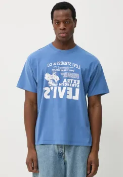 Levi's tricou din bumbac barbati, culoarea violet, cu imprimeu, 87373 imagine