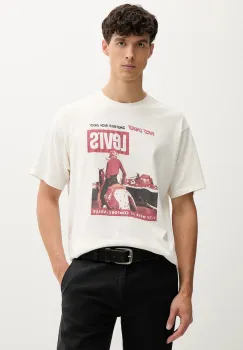 Levi's tricou din bumbac culoarea bej, cu imprimeu, 87373 imagine
